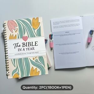 Bible Journal - The Bible in a Year Spiral Journal - Floral Cover